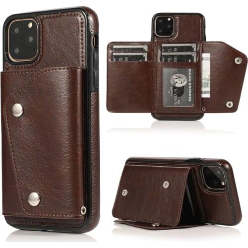 Multi Card Slot Wallet Flip Leather Case for iphone 12 11 Pro Max Xr Xs Max Hand Strap Back Coque for ipone 6 6s 7 8 Plus X Capa