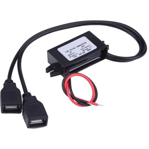 NEW Converter Module DC 12V To DC 5V 3A Dual USB Charger Adapter Converter Modules For Car Motorcycle Phone Charge