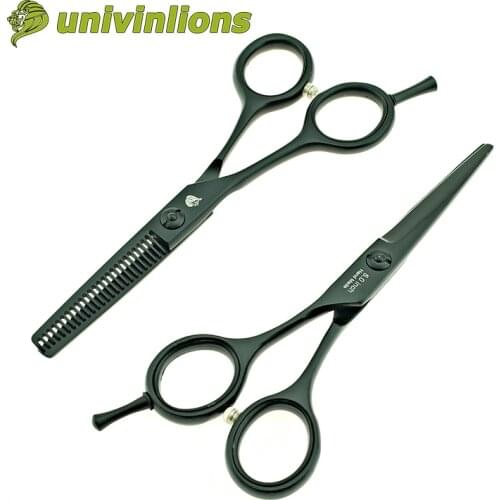 Univinlions 5" black 440C lefty hair scissors left hand shears left hand barber scissors lefty scissors left hair cutting shears