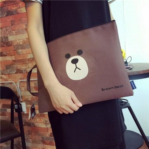 1 PCS kawaii bear file folder for documents Bag Big Capacity A4 Oxford filing products for Storage Papers Stationery padfolio