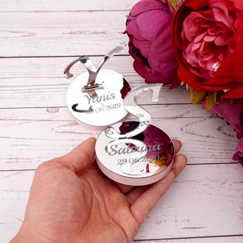 Personalized Wedding Table Center Decor Custom 2pcs Couple Name Sign Laser Cut Acrylic Mirror Engagement Party Props Favors