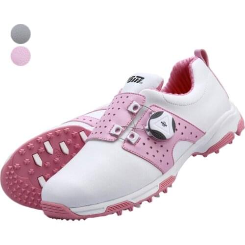 PMG Women New Brand Sport Golf Sneakers Lace-Up Athletic Shoes Non-Slip Leather Lady Buckle Golf Shoes Breathable Outdoor