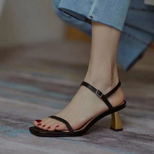 Metal Heels buckle band sandals women slippers summer shoes woman open toe gladiator sandales strange style high heels sandalias