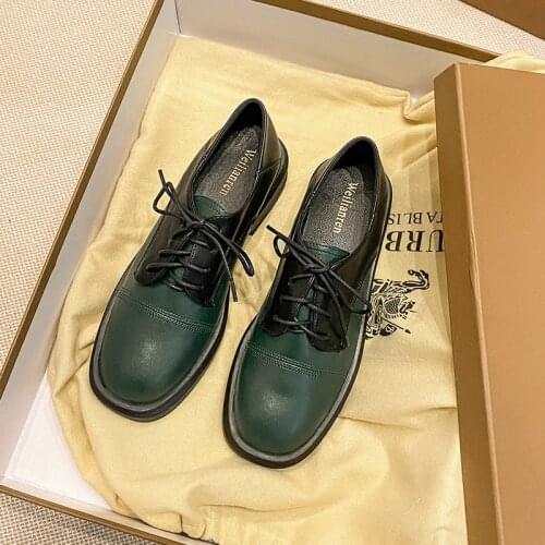 Lace Up Shoes 2021 Oxfords Fashion Autumn Womens for Loafers Designer Genuine Leather Ladies Low Heels Large size 34-43