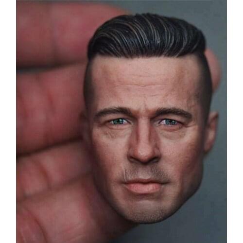 In Stock THREEQ MG002 1/6 Brad Pitt Head Sculpt Carving Model Fit 12'' Male Action Figure Body
