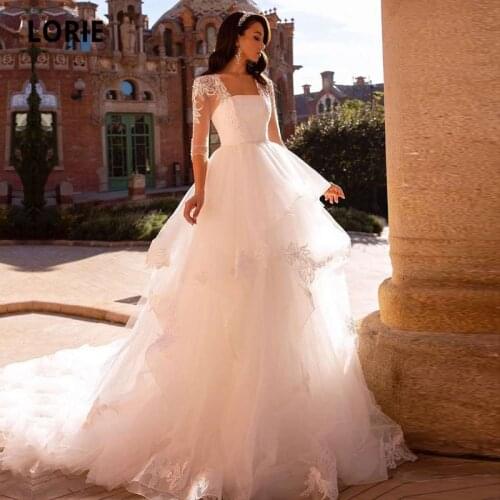 LORIE Vintage Wedding Dresses Boho Strapless Appliques Lace Half Sleeve White Ivory Customized Wedding Bridal Gown suknia slubna