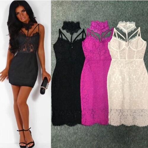 Bandage Summer Dress 2018 Women Straps Sleeveless Sexy Bodycon Dress Elegant Skinny Floral Sexy Lace Dresses Vestido Wholesale