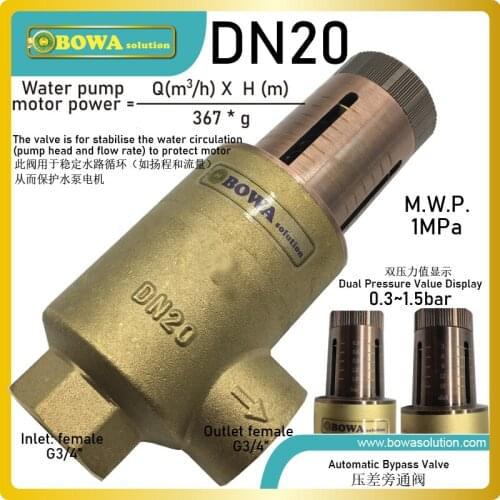 3 to 15m DN20 self-acting bypass water vlve and its inlet is piped to the supply line and the outlet is piped to the return line