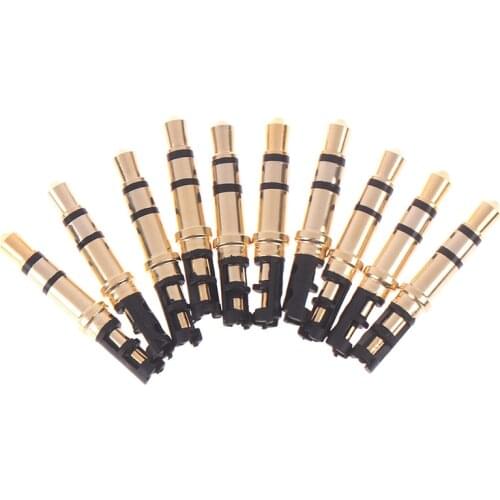 10pcs 3.5mm Male Plug 3 Pole Soldering Earphone Headphone Audio Jack Gold Tone Plated Gold Repair Your Favorite Headphones Hot