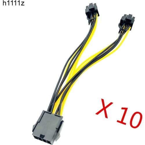 10pcs/lot PCI-E PCIE 8p Female to 2 Port Dual 8pin 6+2p Male GPU Graphics Video Card Miner Power Extension Cable Cord 18AWG Wire
