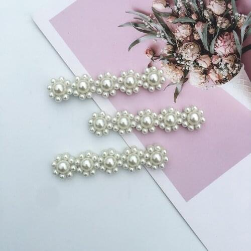 10pcs Pearl Flower Chain Dress Patches for Clothing Decoration Pegatinas Ropa Plancha Appliques DIY Shoes Hair Clip Accessories