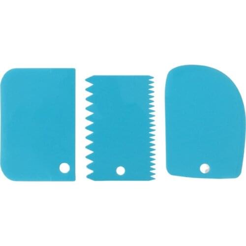 3Pcs/Set 3Colors Irregular Teeth Edge PP Plastic Baking Tools Cream Scraper Durable Spatulas Fondant Pastry Cutters