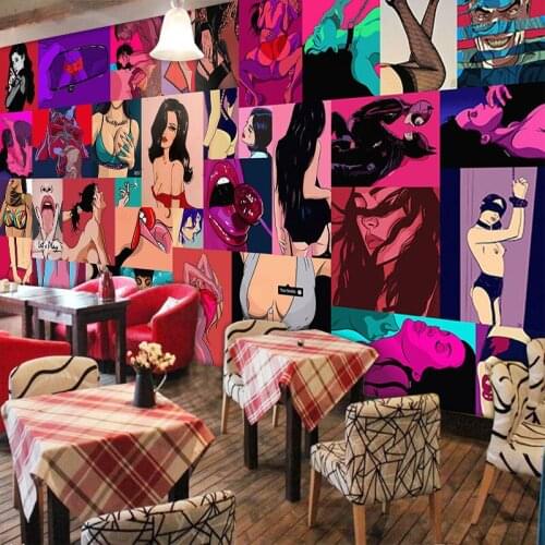3D Personality trend fashion clothing store Gothic style background wall decoration wallpaper Hotel couple Theme Room mural