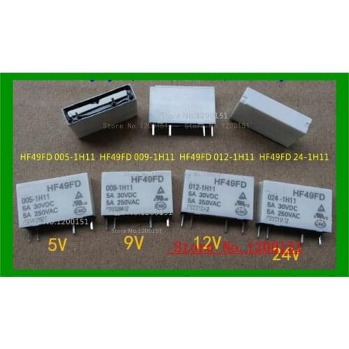 5pcs/lot HF49FD 005-1H11 HF49FD 009-1H11 HF49FD 012-1H11 HF49FD 24-1H11 5V 9V 12V 24V 5A relay DIP4