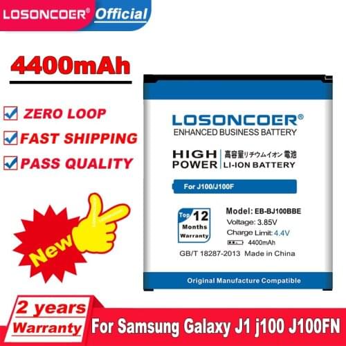 LOSONCOER 4400mAh EB-BJ100BBE Battery For Samsung Galaxy J100F J100H J1 j100 J100D J100FN J100M Battery