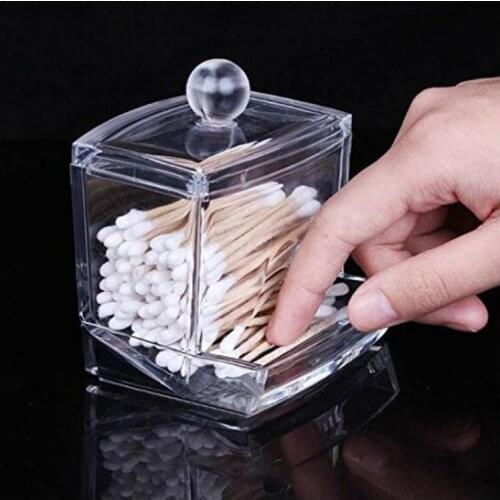 Acrylic Cotton Swabs Storage Holder Box Portable Transparent Makeup Cotton Pad Cosmetic Container Jewelry Cosmetics Organizer
