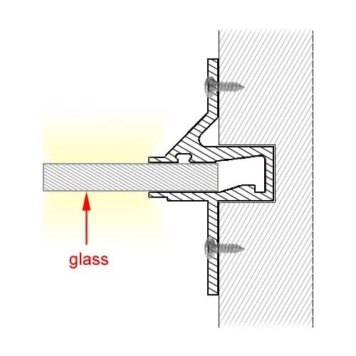 Aluminum LED profile without any cover for inserting 8mm tempered glass and for showcase or shop window lighting application