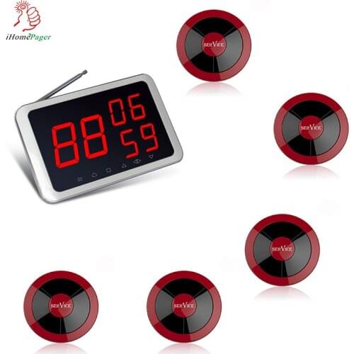 Wireless Calling System Waiter Call System Restaurant Call System Three Groups Number Display Receiver With 5 Push Button
