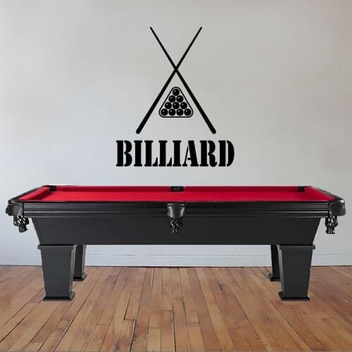 Billiard With Cue Stick Wall Sticker Decal Sports Sticker Billiard Pool Wall Art Decoration A001030