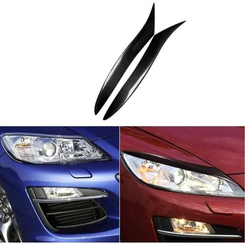 For Mazda RX8 RX-8 2009-2012 Real Carbon Fiber Headlight Cover Eyebrow Eyelids Car Sticker Trim Protector Car-styling