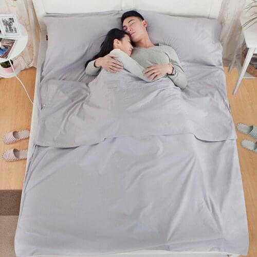 Breathable soft two persontravel sleeping bag liner envelope ultralight portable cotton sleeping bag Liner for outdoor camping