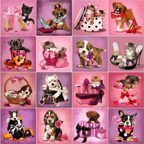 Evershine Diamond Painting Cat Rhinestone Pictures 5D DIY Diamond Embroidery Animals Dog Cross Stitch Kit Home Decoration