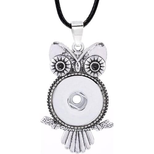 Hot Interchangeable Owl Crystal Ginger Necklace 038 Fit 18mm Snap Button Pendant Necklace Charm Jewelry For Women Gift