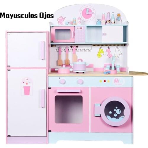 Childrens Refrigerator Kitchen Large Parent-child Early Education Wooden Simulation Oversized House Educational Toys Gift