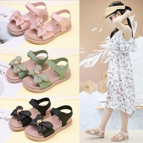 2021 New Summer Childrens Sandals Girls Fashion PVC Non-slip Wear-resistant Lightweight Comfortable Breathable Bow Slippers