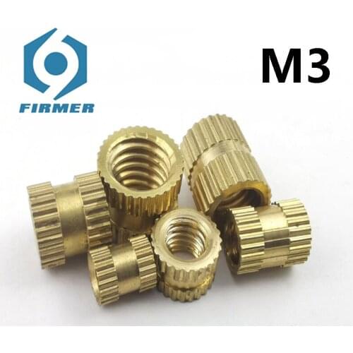 M3 Brass Hot Melt Inset Nuts Molding Copper Thread Molding Brass Knurled Double Pass Knurl Nut Embedded Fastener Spacing Nut