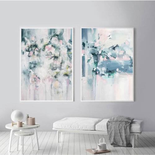 Minimalist Abstract Purple Green Haze Wall Art Canvas Painting Nordic Posters and Prints Wall Pictures for Living Home Decor