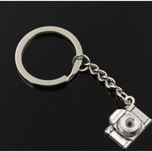 New Fashion Men 30mm Keychain DIY Metal Holder Chain Vintage Retro Camera 16x21x6mm Silver Color Pendant Gift