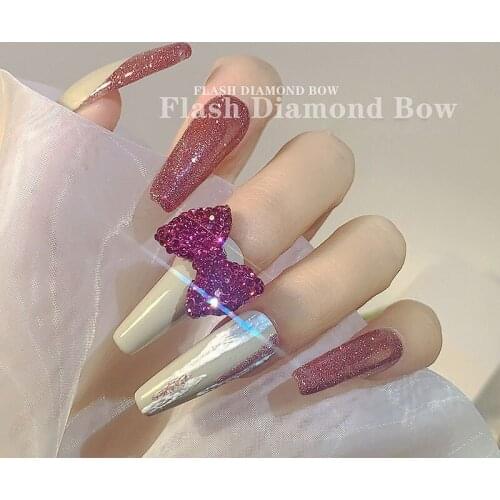 New Nail Art Accessories Japanese Nail Art Flash Diamond Bow Handmade Full Diamond Butterfly Three-dimensional Nail Diamond