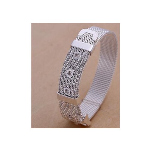 Wholesale fashion jewelry M925 Silver color fashion jewelry, 14MM net strap bracelet round Silver color chain bracelet H006