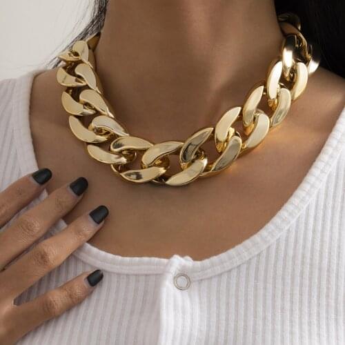 Hiphop Thick Link Chain Necklace on Neck Punk Chunky Short Choker Collar Necklace for Women Gold/Silver Color Neck Chains 2021
