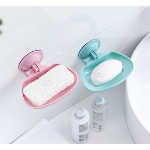 Plastic Drain Soap Storage Rack Holder Strong Sucker Soap Dish Sponge Storage Basket Wall Mounted Kitchen Bathroom Accessories