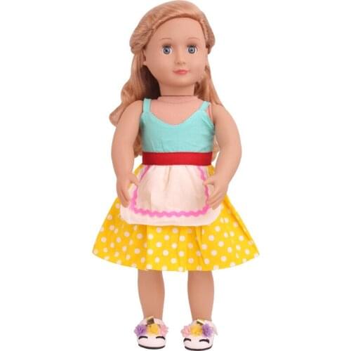 New Pattern Fashion Dot Suspender Dress Fit 18 Inch American&43cm Baby New Born Doll Clothes Accessories Girls' Toys
