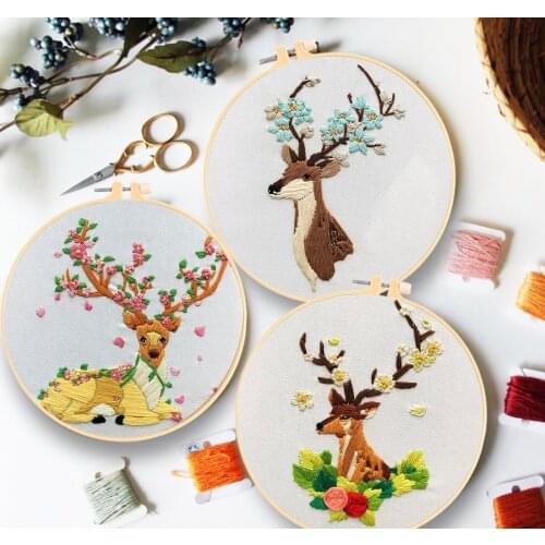 Cartoon Deer Pattern Embroidery Material Package DIY Needlework Kit Cross Stitch Room Decor Paintings Handcraft Gift