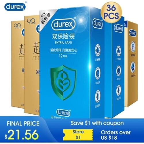 Durex Condoms Extra Safe Natural Latex Lubricanting Ultra Thick Penis Sleeve Condoms Adult Intimate Products Sex Toys For Men
