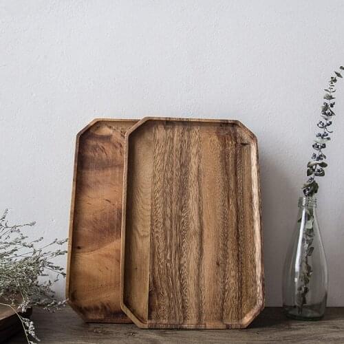 Simple Solid Color Leisure Style Wooden Rectangular Fruit Tea Tray