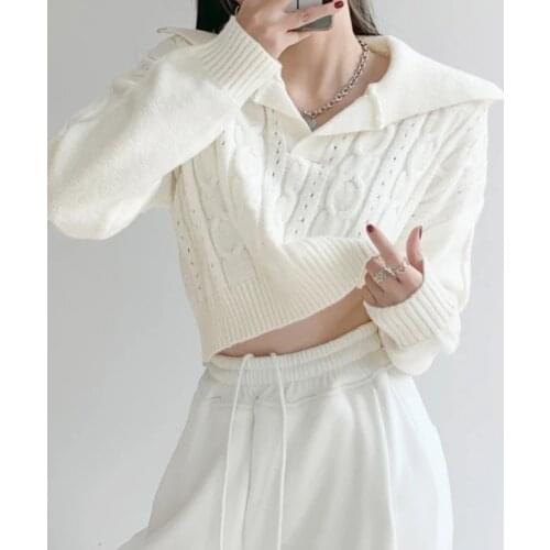 Zoki Pullover Women Sweater Loose Knitted Twist Tops Fashion Long Sleeve Winter High Waist Harajuku Crop Tops Sweater New 2021