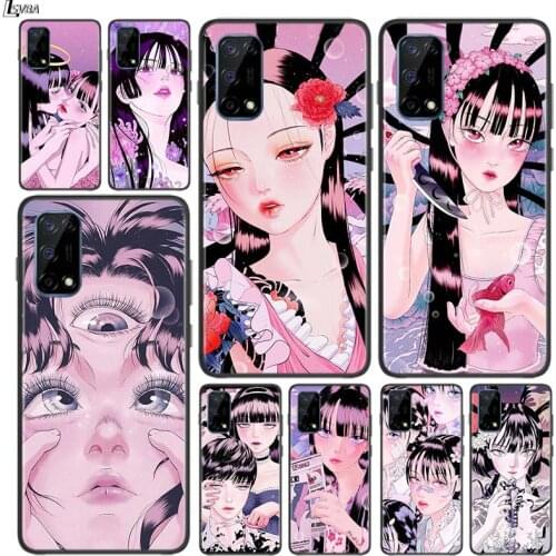 Shintaro kago Horror cartoons Shockproof Cover for OPPO Realme7 7i 6 5 3 2 Pro C2 Black Phone Case Shell Soft Fundas Coque Capa