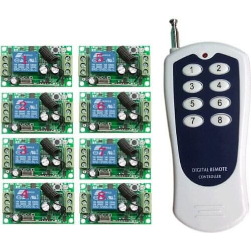 DC12V 10A 1Channel RF Wireless Remote Control System 8 piece Receiver& 1 piece Transmitter universal power on/off switch