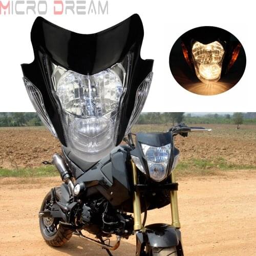 Universal Off Road Headlight Fairing Motorcycle Front Lamp Head Light For Honda Suzuki Yamaha Kawasaki Dirt Bike Black Headlamp