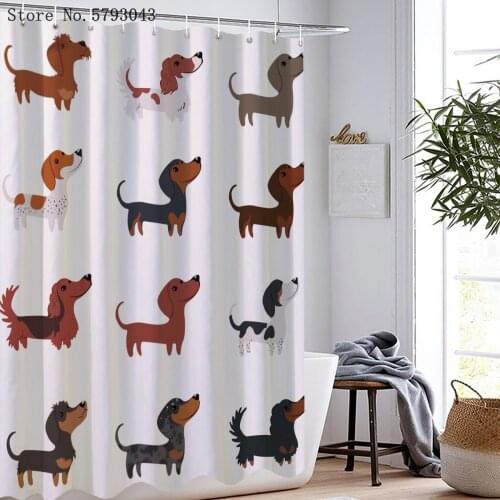 Dachshund Shower Curtain 3D Print Sausage Dog Waterproof Shower Curtain Home Textile Washable Bathroom Curtain Decoration