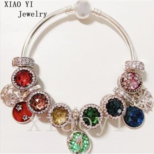 XIAOYI 2020 New 100% S925 Colorful cat eyes Santa Claus Sea girl snowflake personality temperament bracelet for his girlfriend