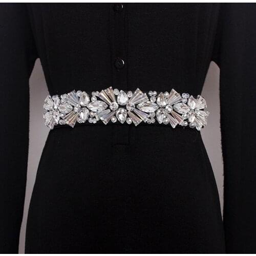 Womens runway fashion blingbling crystal elastic Cummerbunds female Dress Corsets Waistband Belts decoration wide belt TB1189
