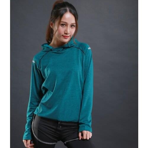Women Running T Shirts Gym fitness Long Sleeves sweatshirts Quick Dry Training Breathable Hood Sports Yoga Clothing