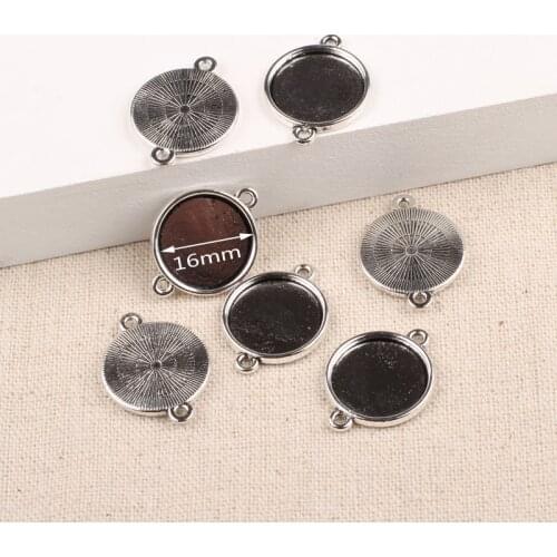 20pcs zinc alloy metal cabochon connector base setting trays diy bracelets pendants making bezel blanks