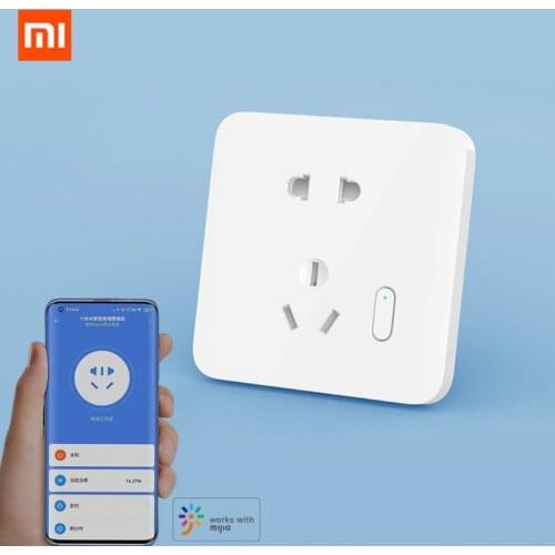 2021 Xiaomi Mi Smart Wall Socket Wireless Smart Plug 10A 250V Xiaoai Voice Control Power Statistics OTA Upgrade for Mijia APP
